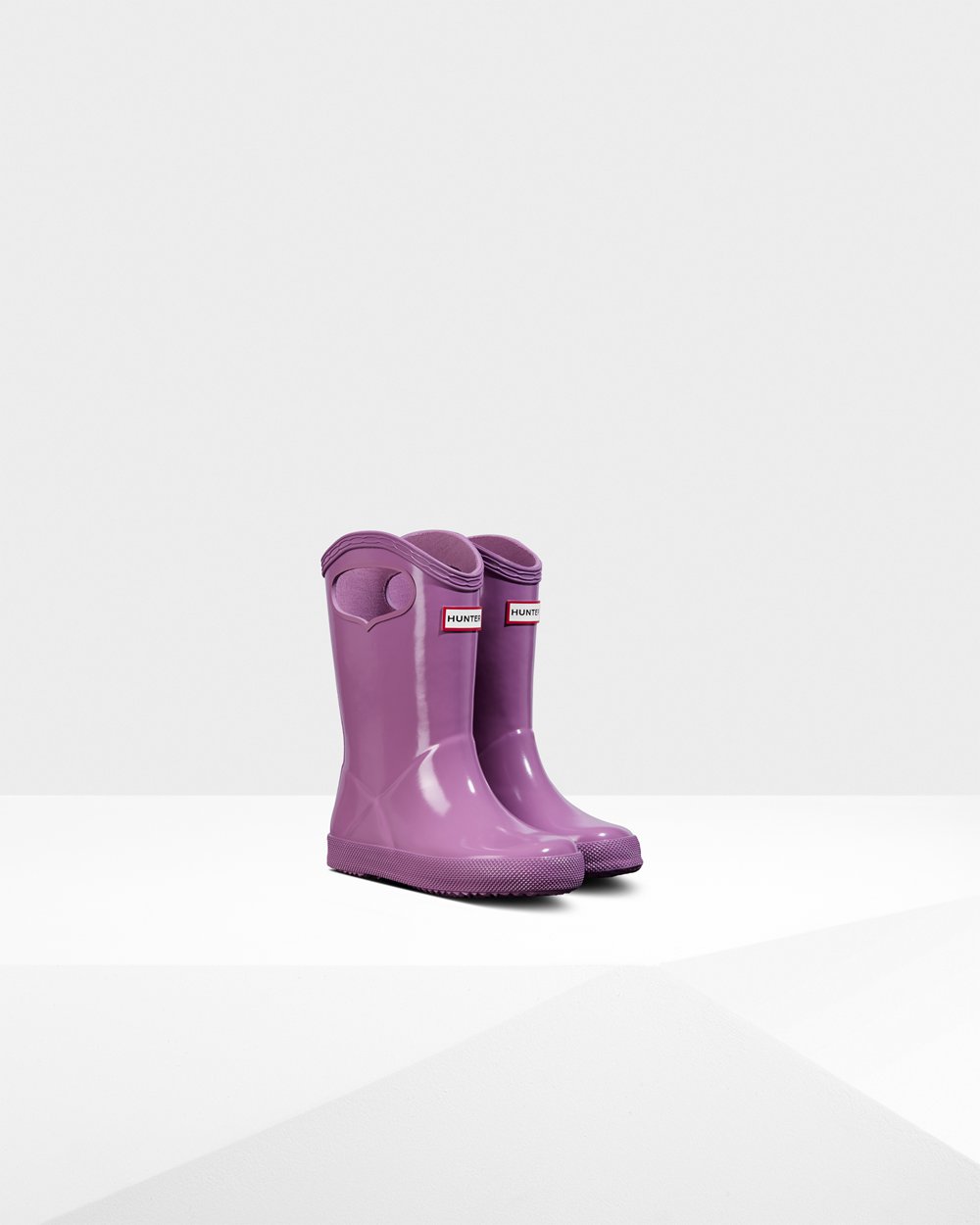 Kids Hunter Rain Boots Purple - Original First Classic Grab Handle Gloss - 2156043-QP